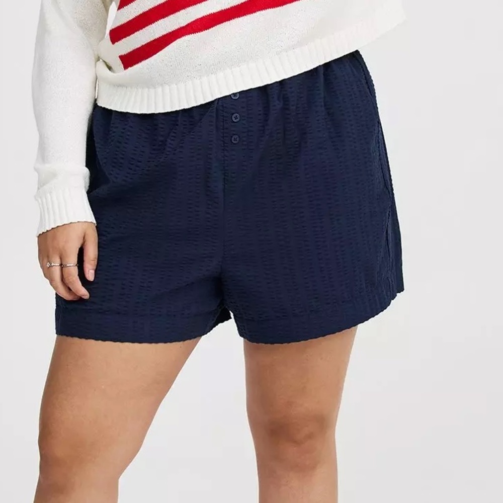 TORRID Navy Blue Pull On High Rise Boxer Shorts
